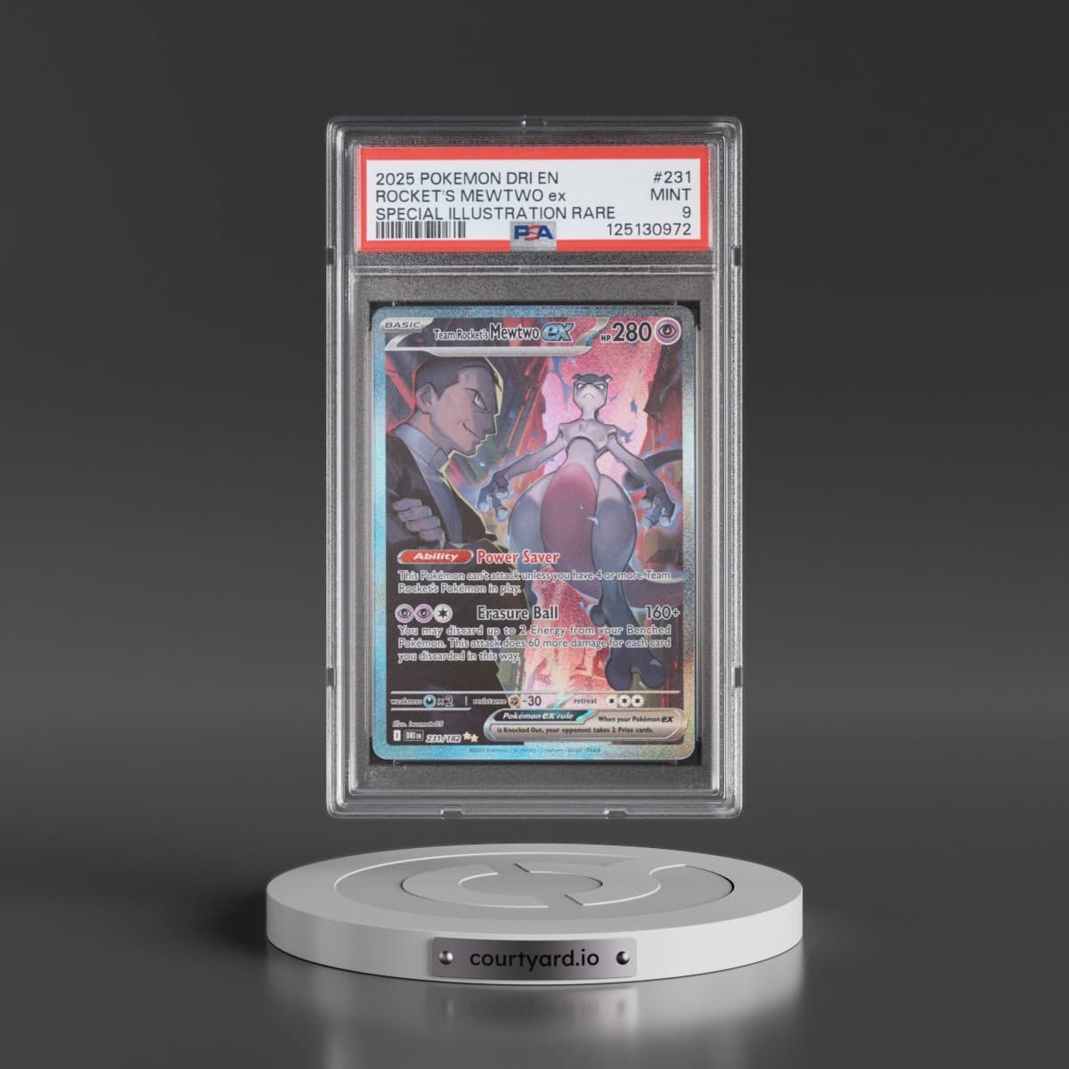 2025 Pokémon Dri EN-Destined Rivals #231 Team Rocket's Mewtwo EX - Holo Special Illustration Rare (PSA 9 MINT)