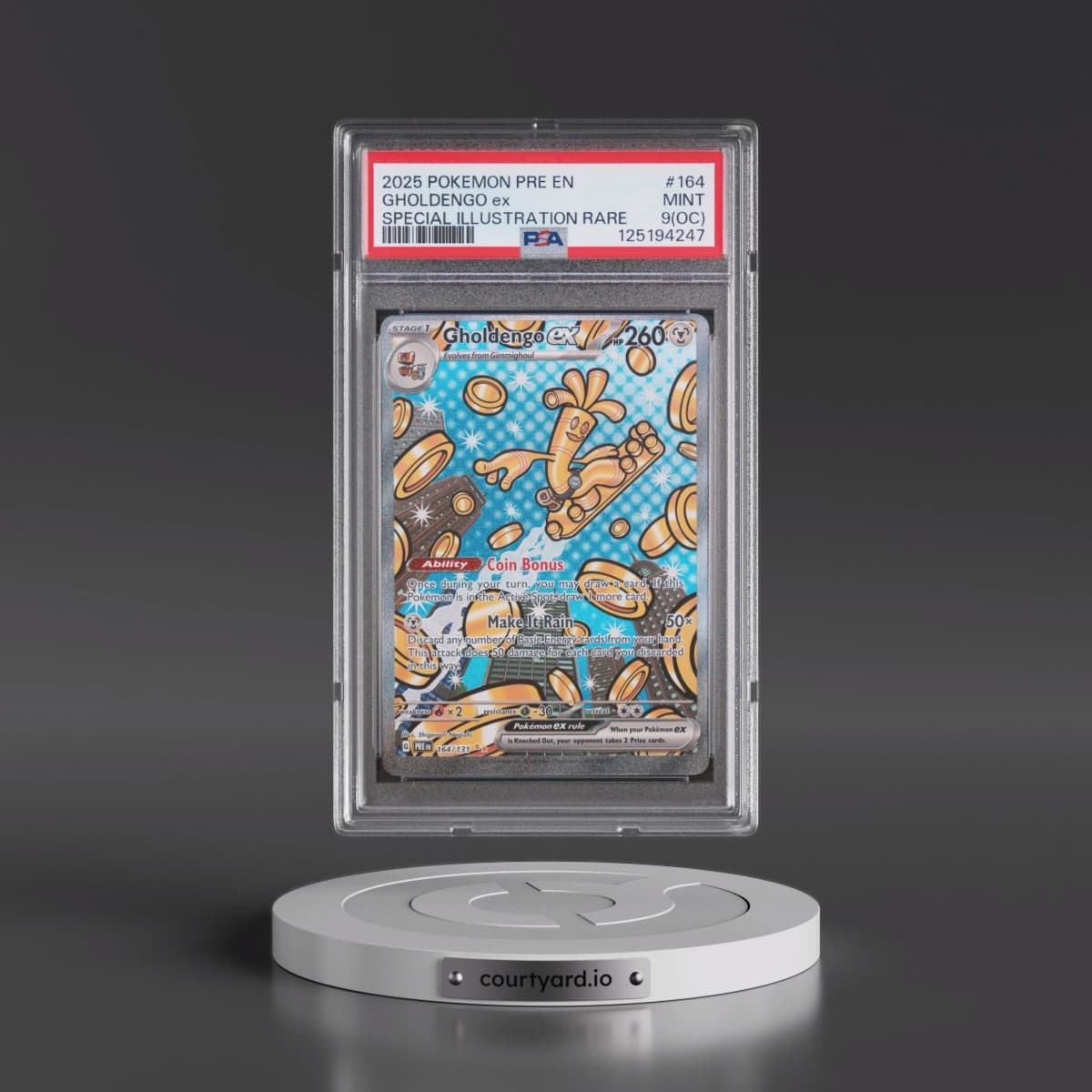 2025 Pokémon Pre EN-Prismatic Evolutions #164 Gholdengo EX - Holo Special Illustration Rare (PSA 9 MINT)