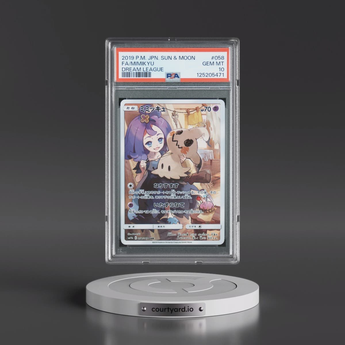 2019 Pokémon Sun & Moon Dream League #058 Mimikyu - Full Art (PSA 10 GEM MINT)