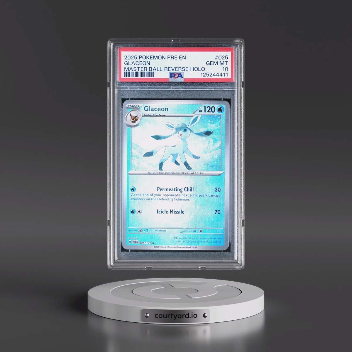 2025 Pokémon Pre EN-Prismatic Evolutions #025 Glaceon - Reverse Holo Master Ball (PSA 10 GEM MINT)