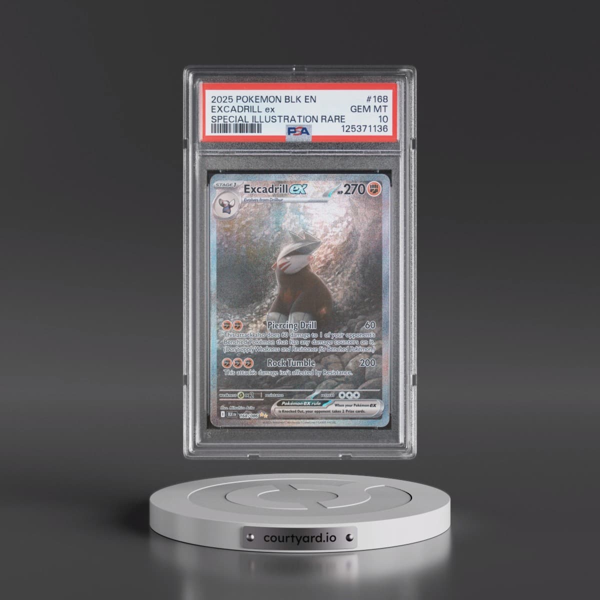 2025 Pokémon Blk EN-Black Bolt #168 Excadrill EX - Holo Special Illustration Rare (PSA 10 GEM MINT)