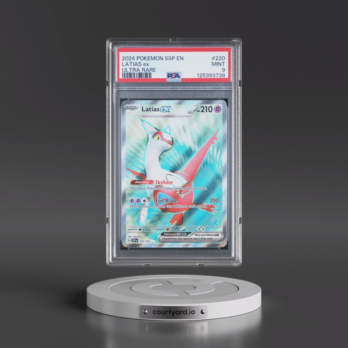 2024 Pokémon Ssp EN-Surging Sparks #220 Latias EX - Holo Ultra Rare (PSA 9 MINT)