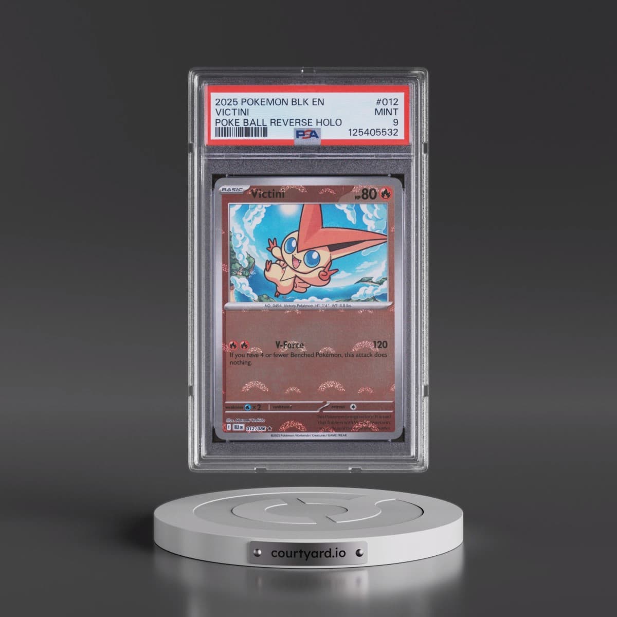 2025 Pokémon Blk EN-Black Bolt #012 Victini - Reverse Holo Poke Ball (PSA 9 MINT)