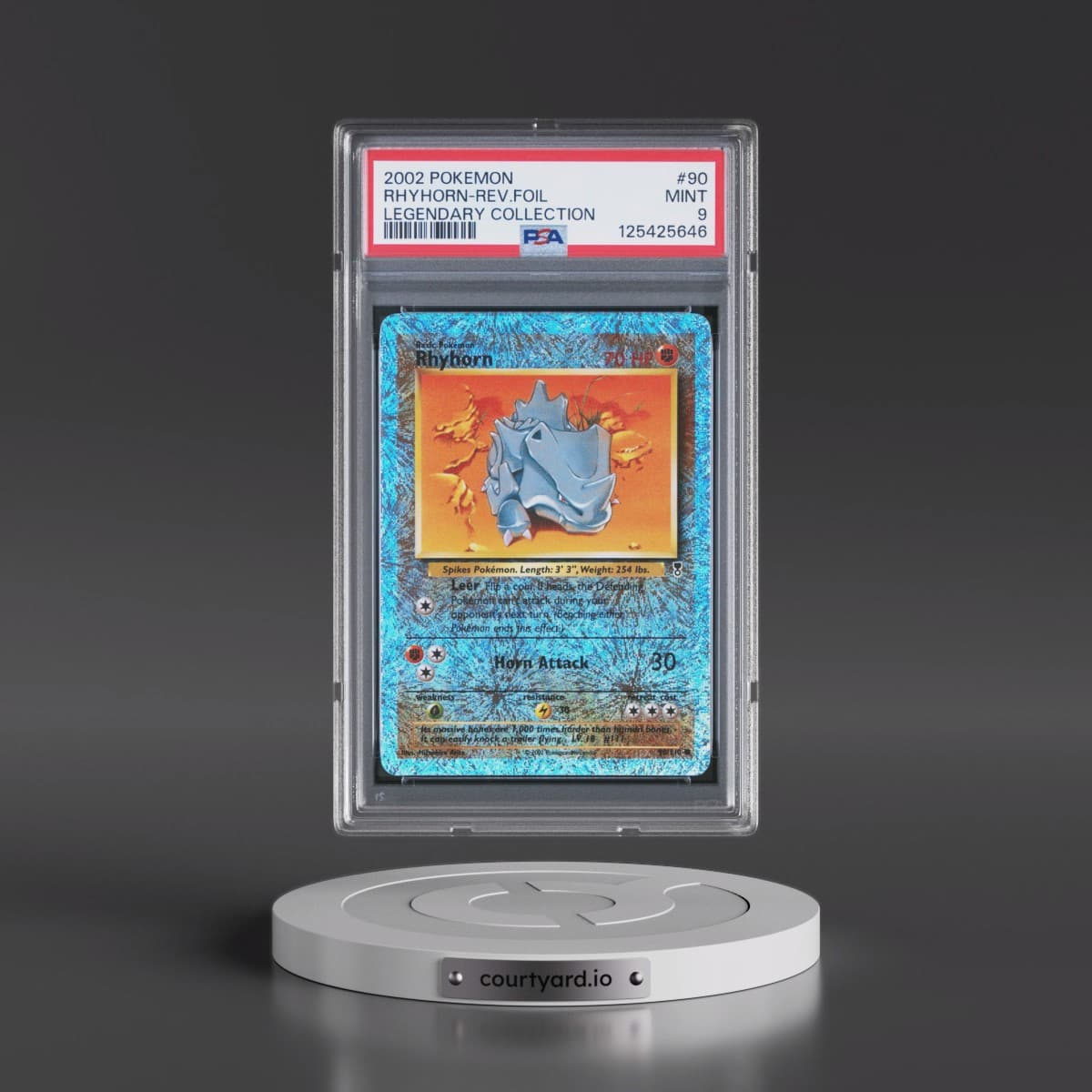 2002 Pokémon Legendary Collection #90 Rhyhorn - Reverse Foil (PSA 9 MINT)