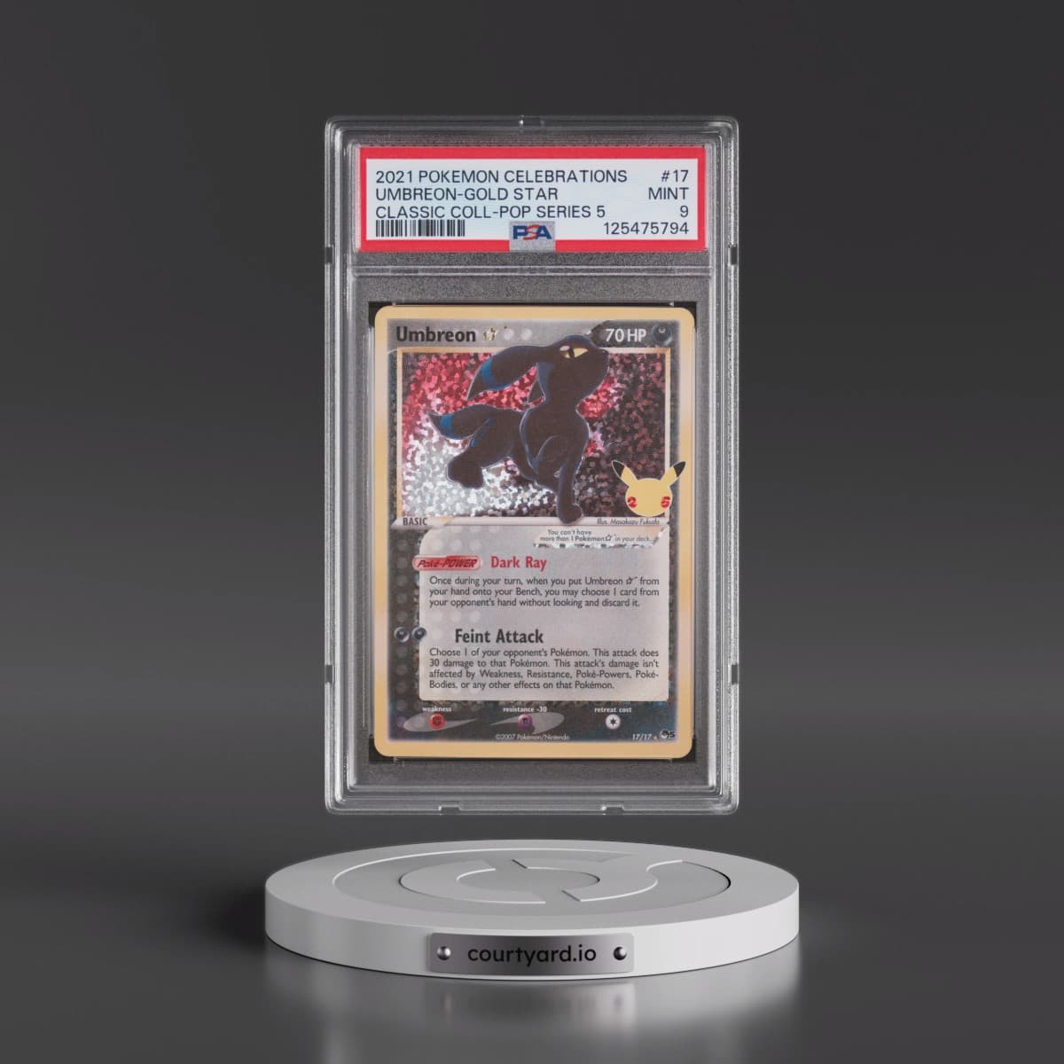 2021 Pokémon Celebrations Classic Collection #17 Umbreon-Gold Star (PSA 9 MINT)