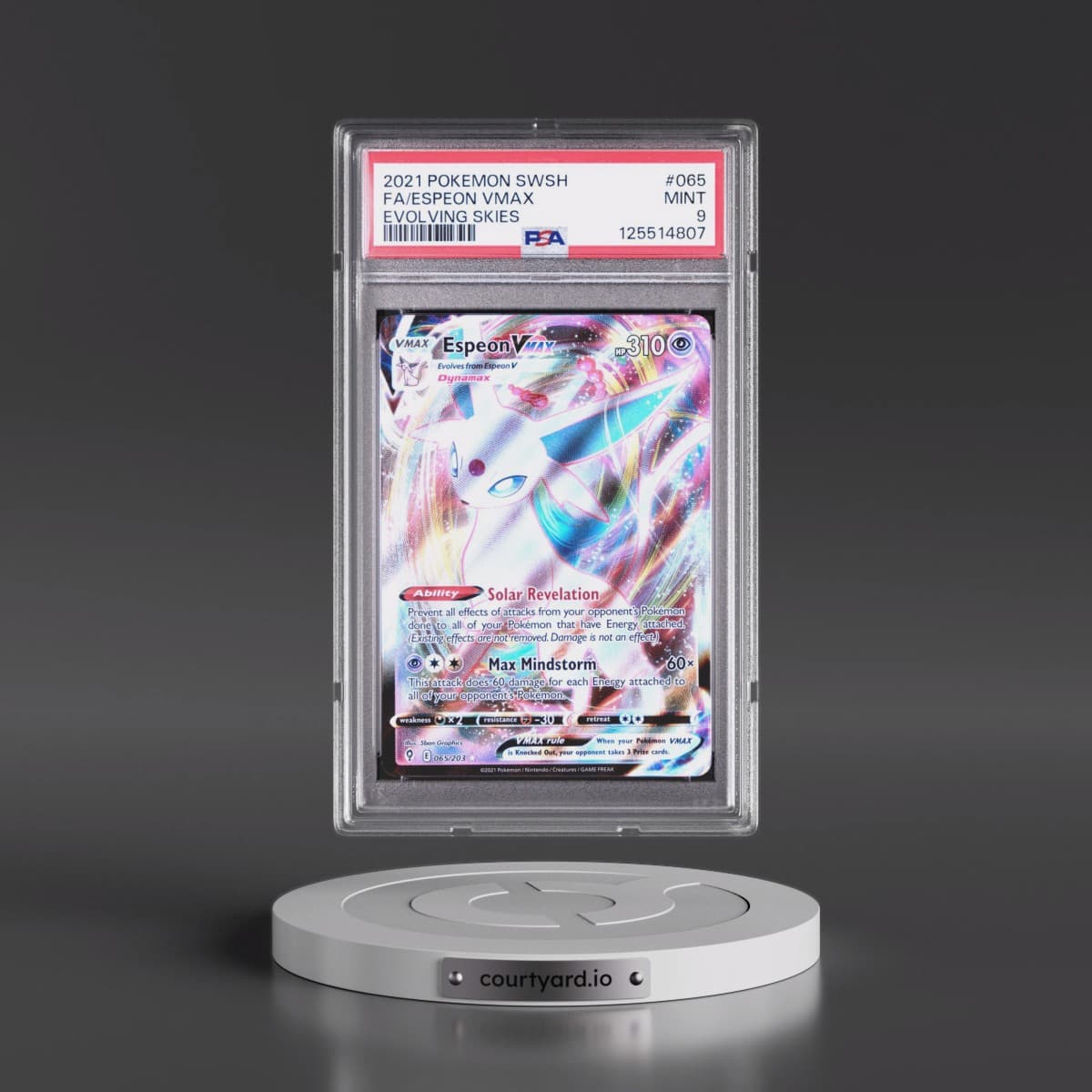 2021 Pokémon Sword & Shield Evolving Skies #065 Espeon Vmax - Full Art (PSA 9 MINT)