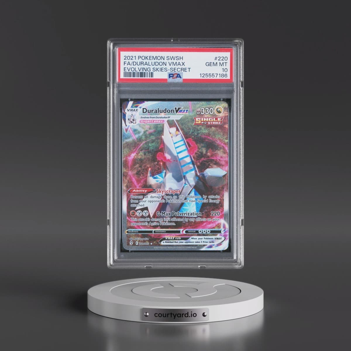 2021 Pokémon Sword & Shield Evolving Skies #220 Duraludon Vmax - Full Art Secret (PSA 10 GEM MINT)