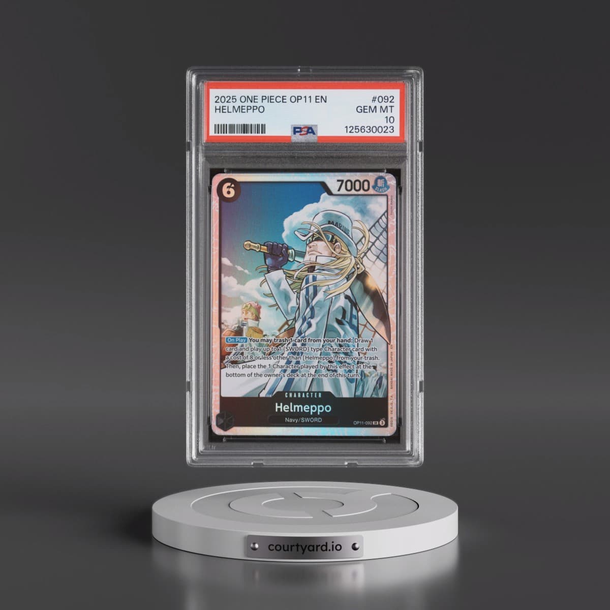 2025 One Piece OP11-A Fist of Divine Speed #092 Helmeppo (PSA 10 GEM MINT)