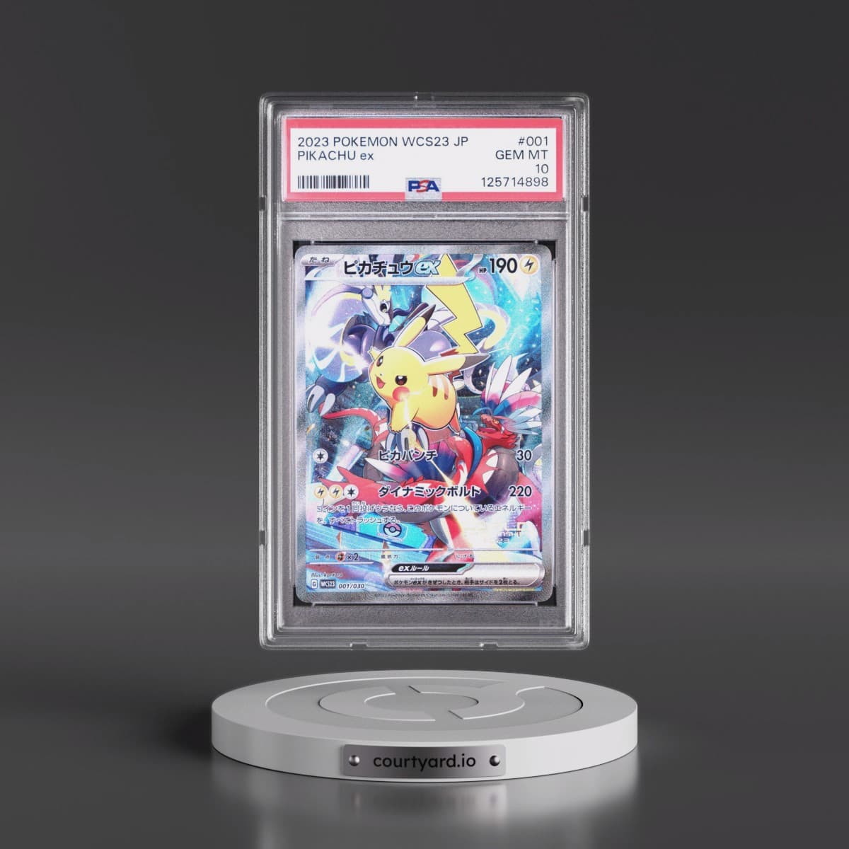 2023 Pokémon WCS23-World Championships Yokohama Deck: Pikachu #001 Pikachu EX - Holo (PSA 10 GEM MINT)