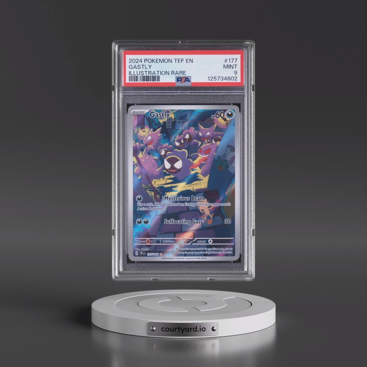 2024 Pokémon Tef EN-Temporal Forces #177 Gastly - Illustration Rare (PSA 9 MINT)