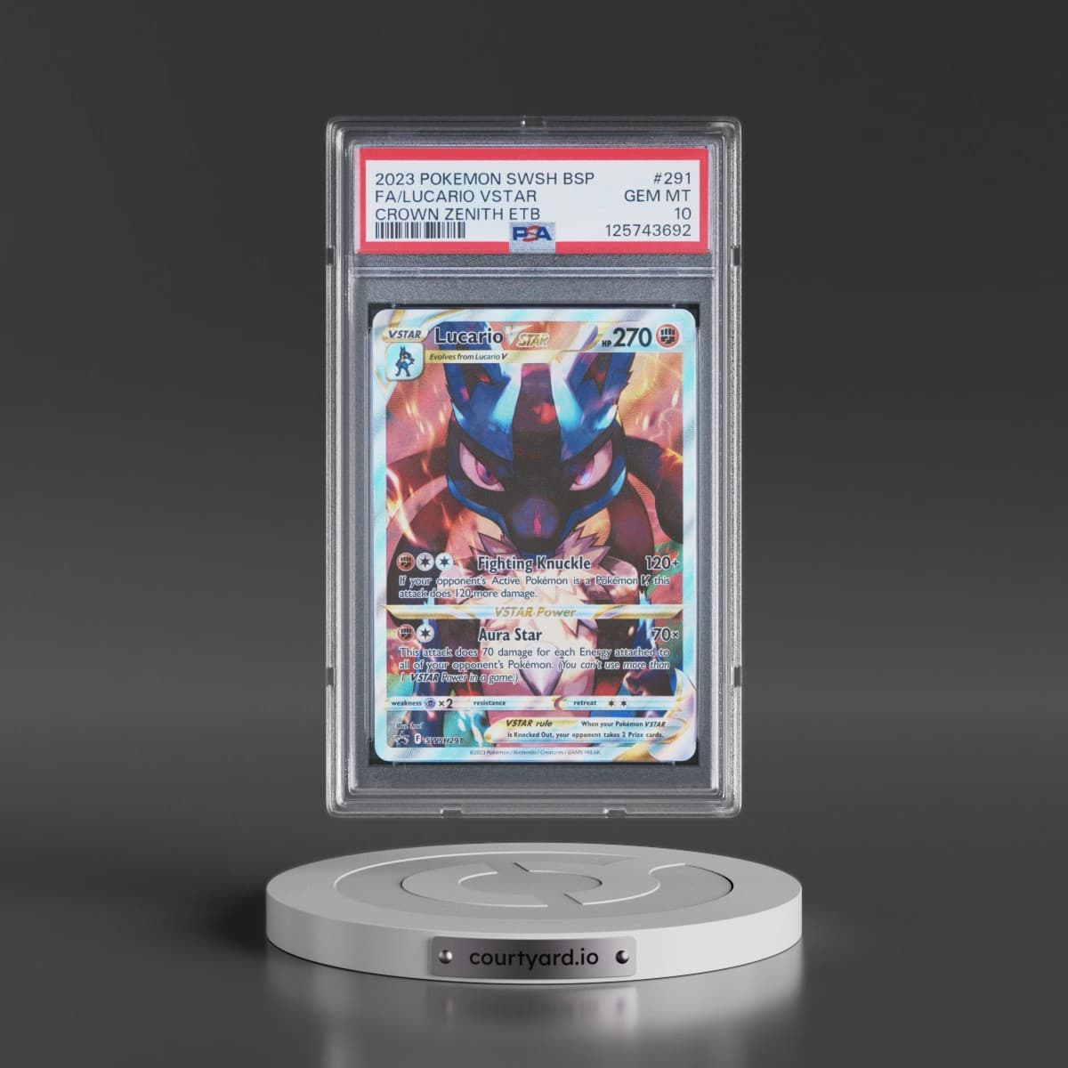 2023 Pokémon Swsh Black Star Promo #291 Lucario Vstar - Full Art Crown Zenith Elite Trainer Box (PSA 10 GEM MINT)
