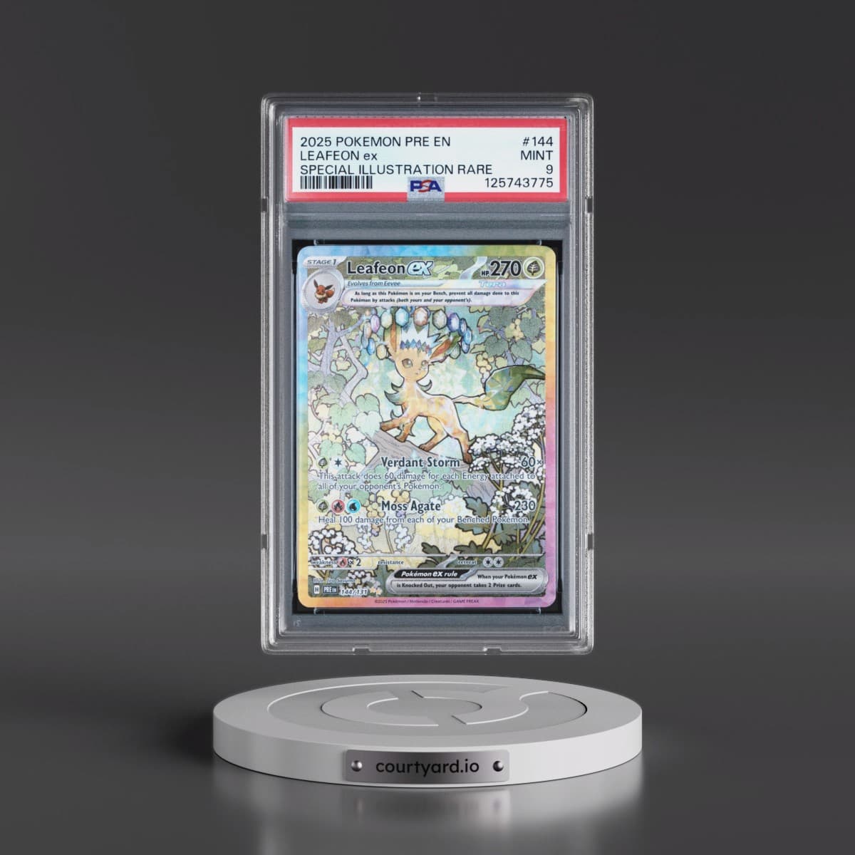 2025 Pokémon Pre EN-Prismatic Evolutions #144 Leafeon EX - Holo Special Illustration Rare (PSA 9 MINT)