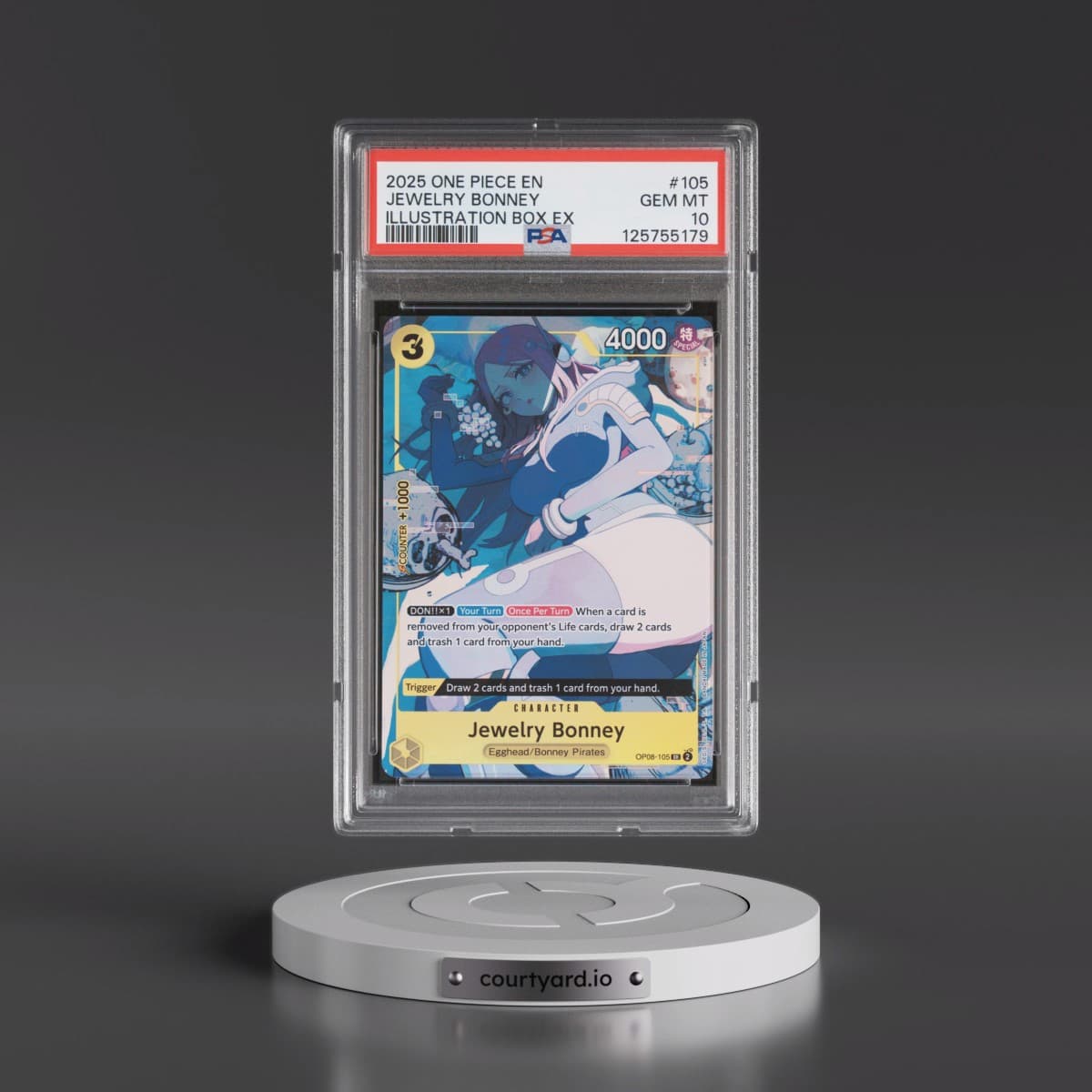 2025 One Piece Promos #105 Jewelry Bonney - Illustration Box EX (PSA 10 GEM MINT)