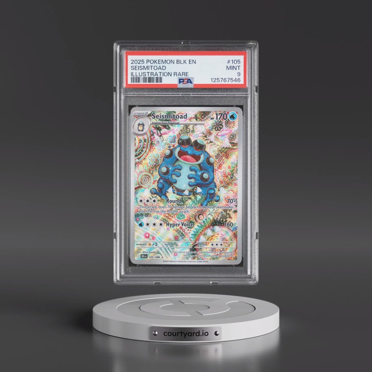 2025 Pokémon Blk EN-Black Bolt #105 Seismitoad - Illustration Rare (PSA 9 MINT)