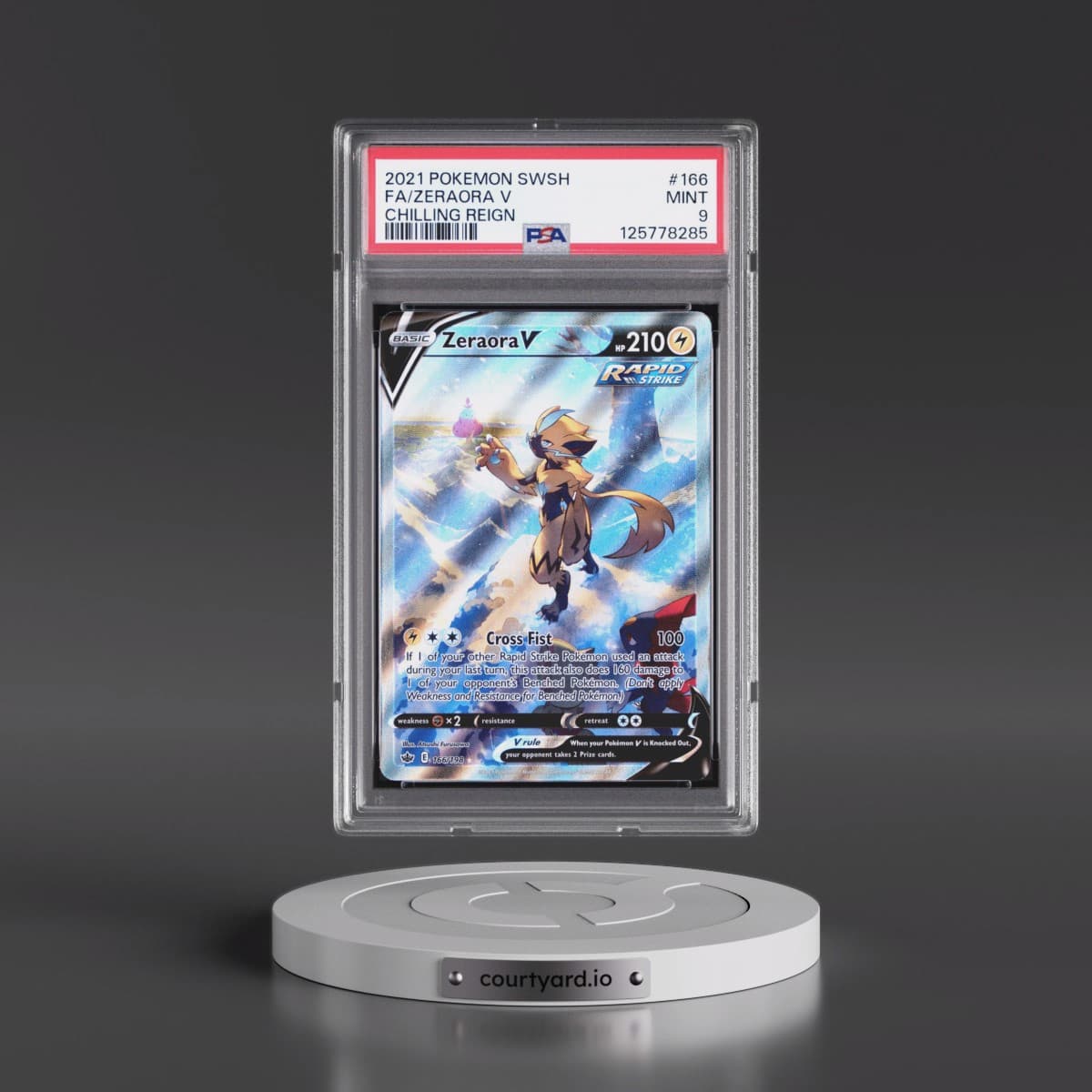 2021 Pokémon Sword & Shield Chilling Reign #166 Zeraora V - Holo Full Art (PSA 9 MINT)