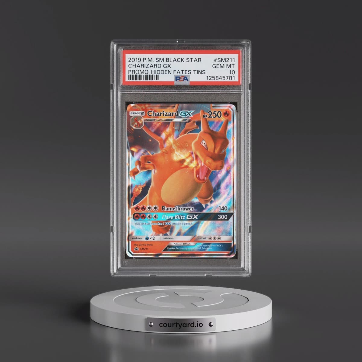 2019 Pokémon SM Black Star Promo #SM211 Charizard GX - Holo Hidden Fates Tins (PSA 10 GEM MINT)