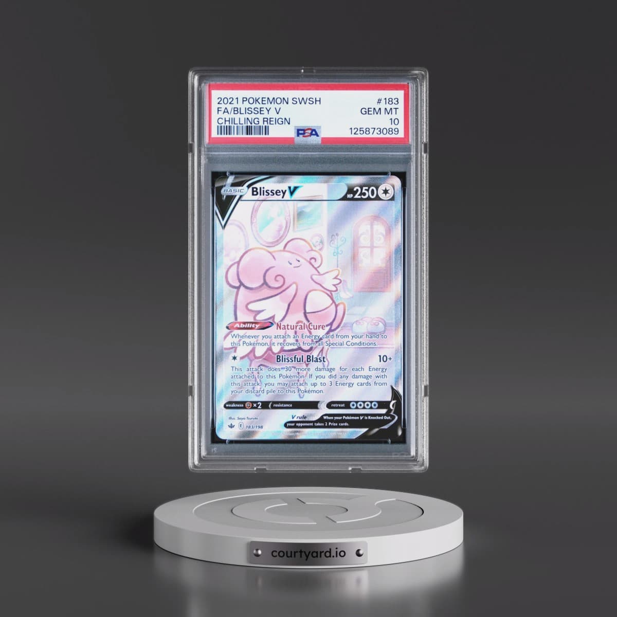 2021 Pokémon Sword & Shield Chilling Reign #183 Blissey V - Holo Full Art (PSA 10 GEM MINT)