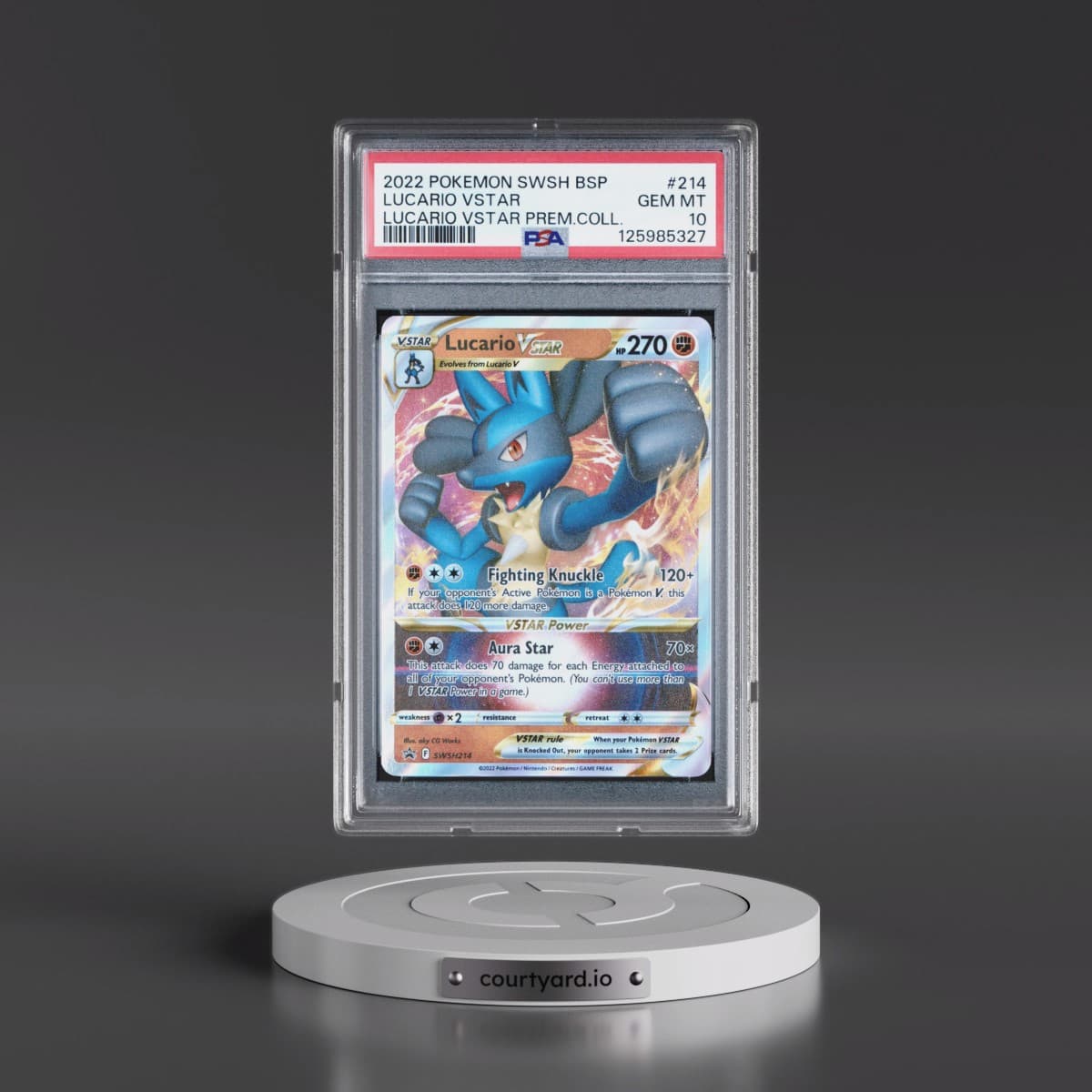 2022 Pokémon Swsh Black Star Promo #214 Lucario Vstar - Lucario Vstar Premium Collection (PSA 10 GEM MINT)