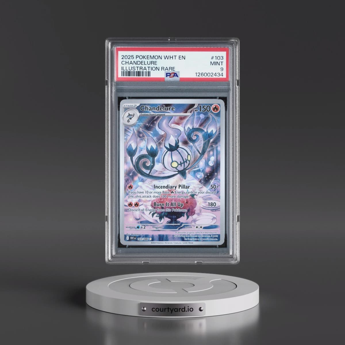 2025 Pokémon Wht EN-White Flare #103 Chandelure - Illustration Rare (PSA 9 MINT)