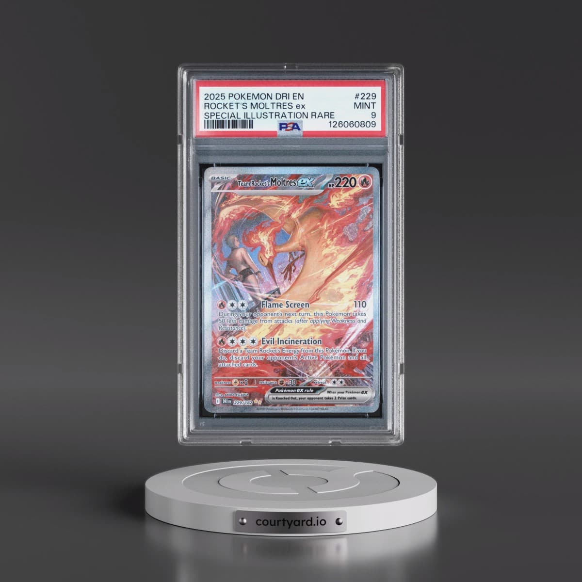 2025 Pokémon Dri EN-Destined Rivals #229 Team Rocket's Moltres EX - Holo Special Illustration Rare (PSA 9 MINT)
