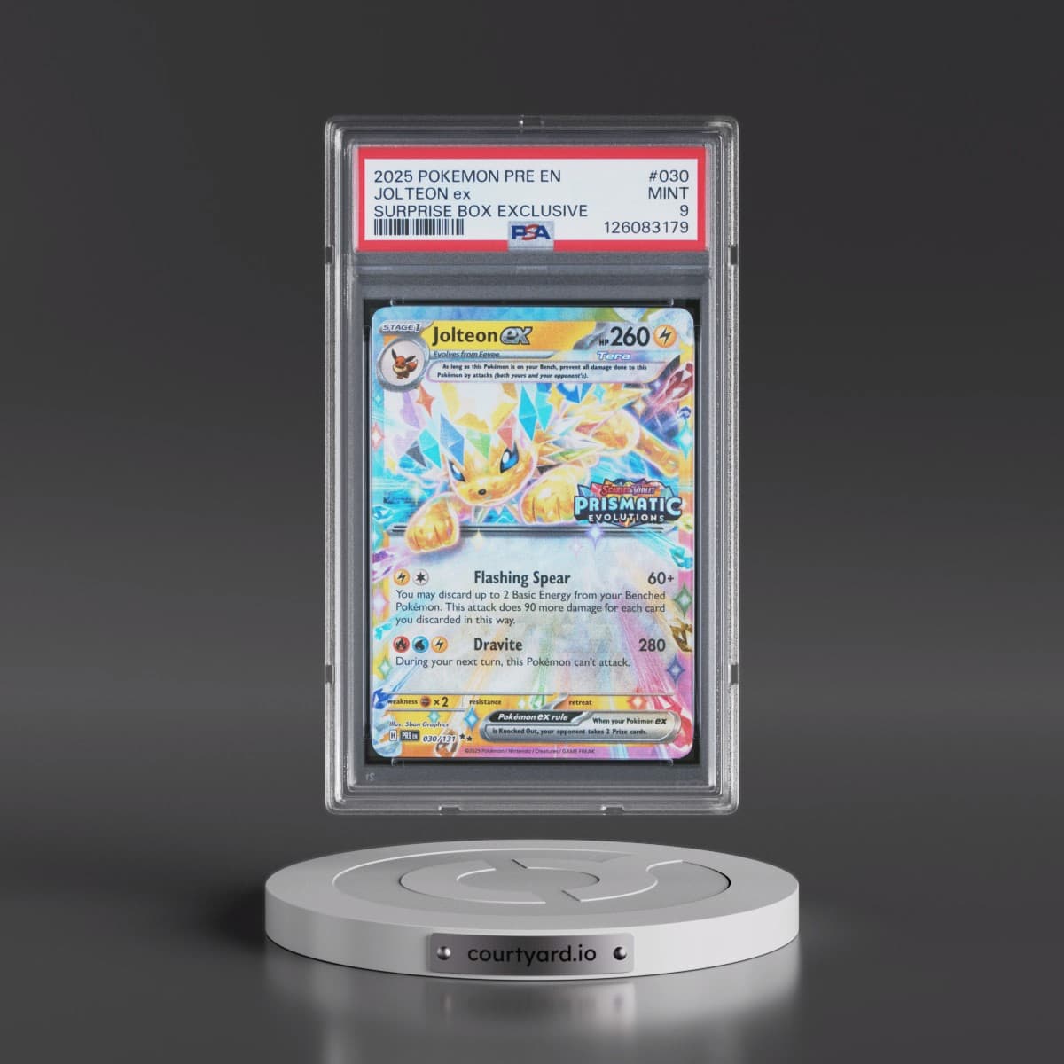 2025 Pokémon Pre EN-Prismatic Evolutions #030 Jolteon EX - Holo Surprise Box Exclusive (PSA 9 MINT)