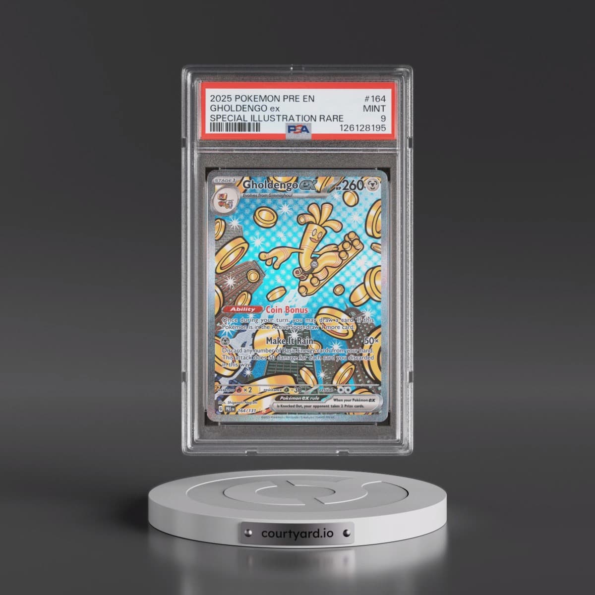 2025 Pokémon Pre EN-Prismatic Evolutions #164 Gholdengo EX - Holo Special Illustration Rare (PSA 9 MINT)