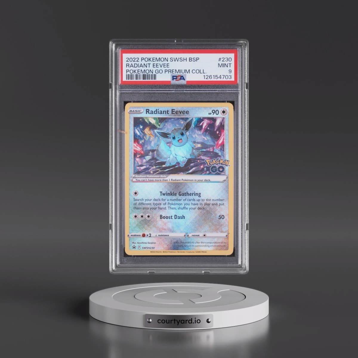 2022 Pokémon Swsh Black Star Promo #230 Radiant Eevee - Holo Pokemon Go Premium Collection Radiant Eevee (PSA 9 MINT)