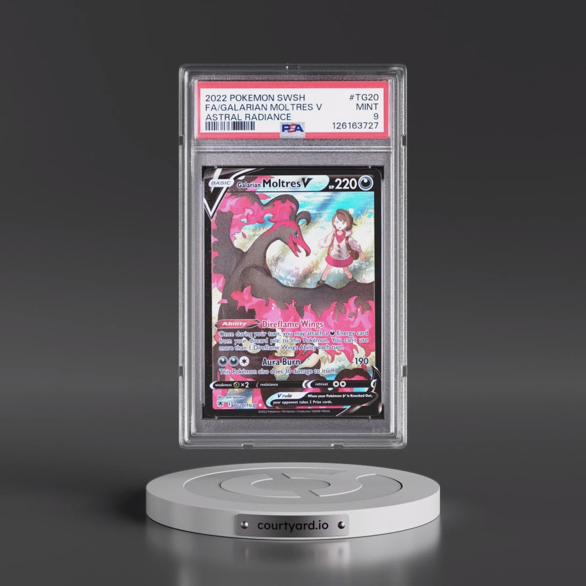 2022 Pokémon Sword & Shield Astral Radiance #TG20 Galarian Moltres V - Holo Full Art (PSA 9 MINT)