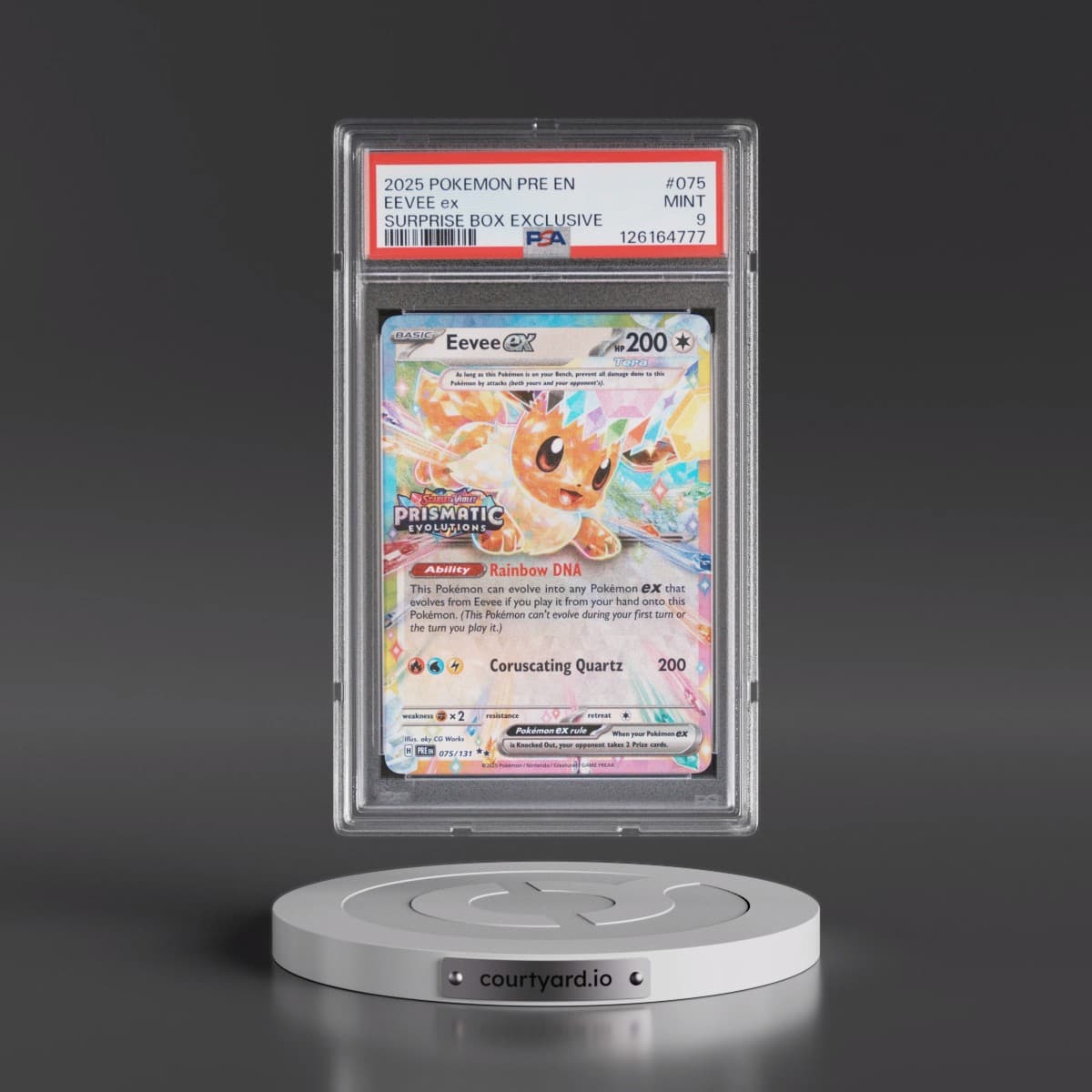 2025 Pokémon Pre EN-Prismatic Evolutions #075 Eevee EX - Holo Surprise Box Exclusive (PSA 9 MINT)