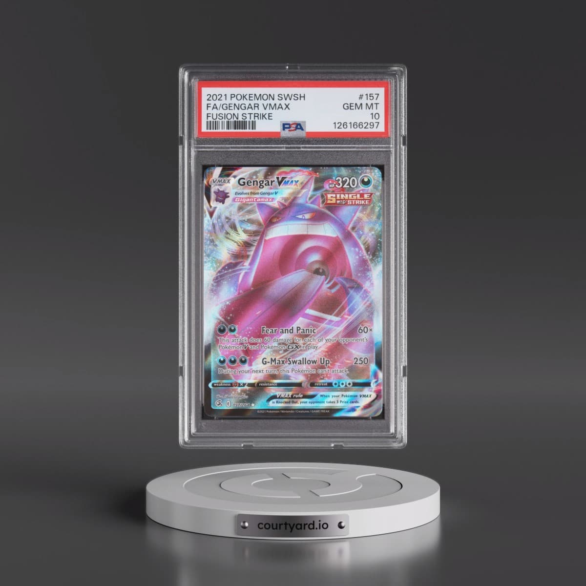 2021 Pokémon Sword & Shield Fusion Strike #157 Gengar Vmax - Full Art (PSA 10 GEM MINT)