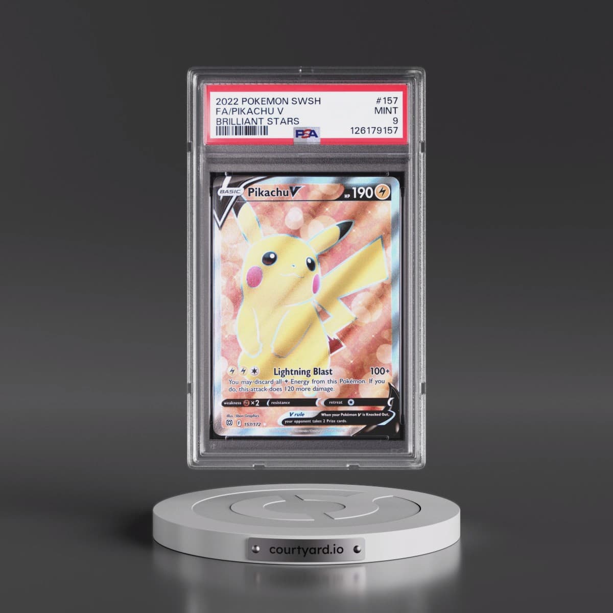 2022 Pokémon Sword & Shield Brilliant Stars #157 Pikachu V - Holo Full Art (PSA 9 MINT)