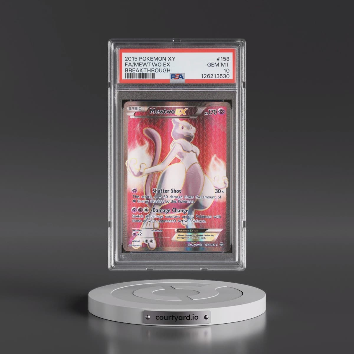 2015 Pokémon XY Breakthrough #158 Mewtwo EX - Holo Full Art (PSA 10 GEM MINT)