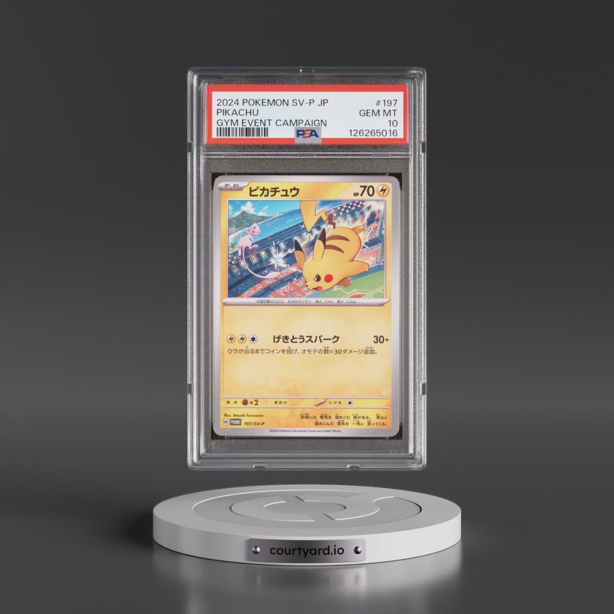 2024 Pokémon SV-P Promo #197 Pikachu - Gym Event Campaign (PSA 10 GEM MINT)