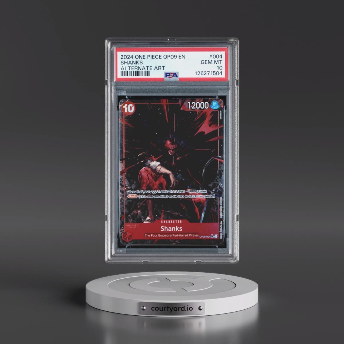 2024 One Piece OP09-Emperors in the New World #004 Shanks - Alternate Art (PSA 10 GEM MINT)