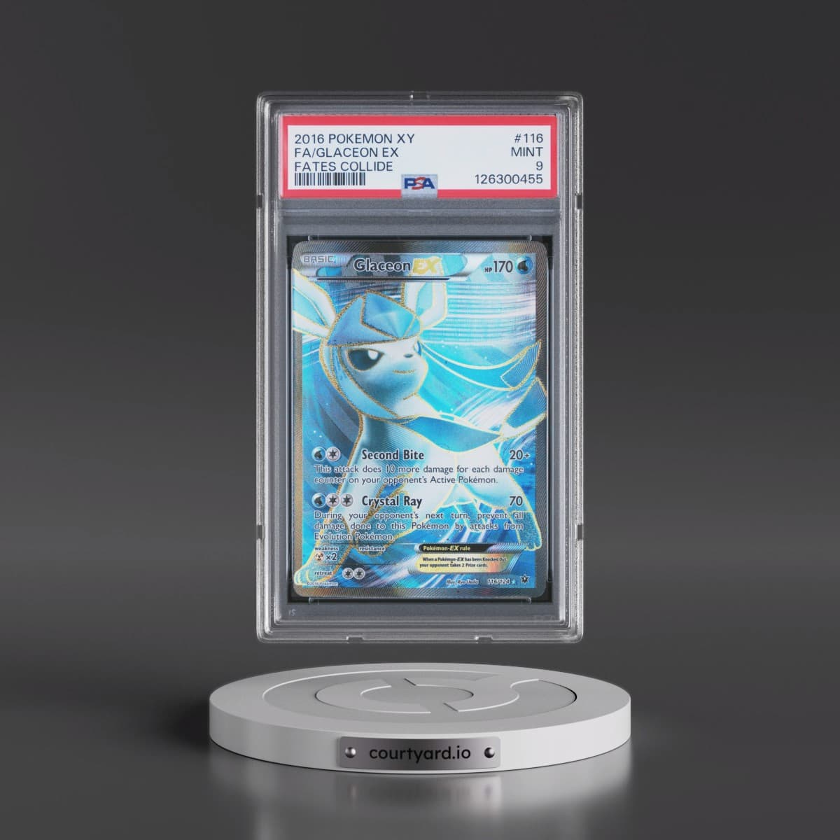 2016 Pokémon XY Fates Collide #116 Glaceon EX - Holo Full Art (PSA 9 MINT)