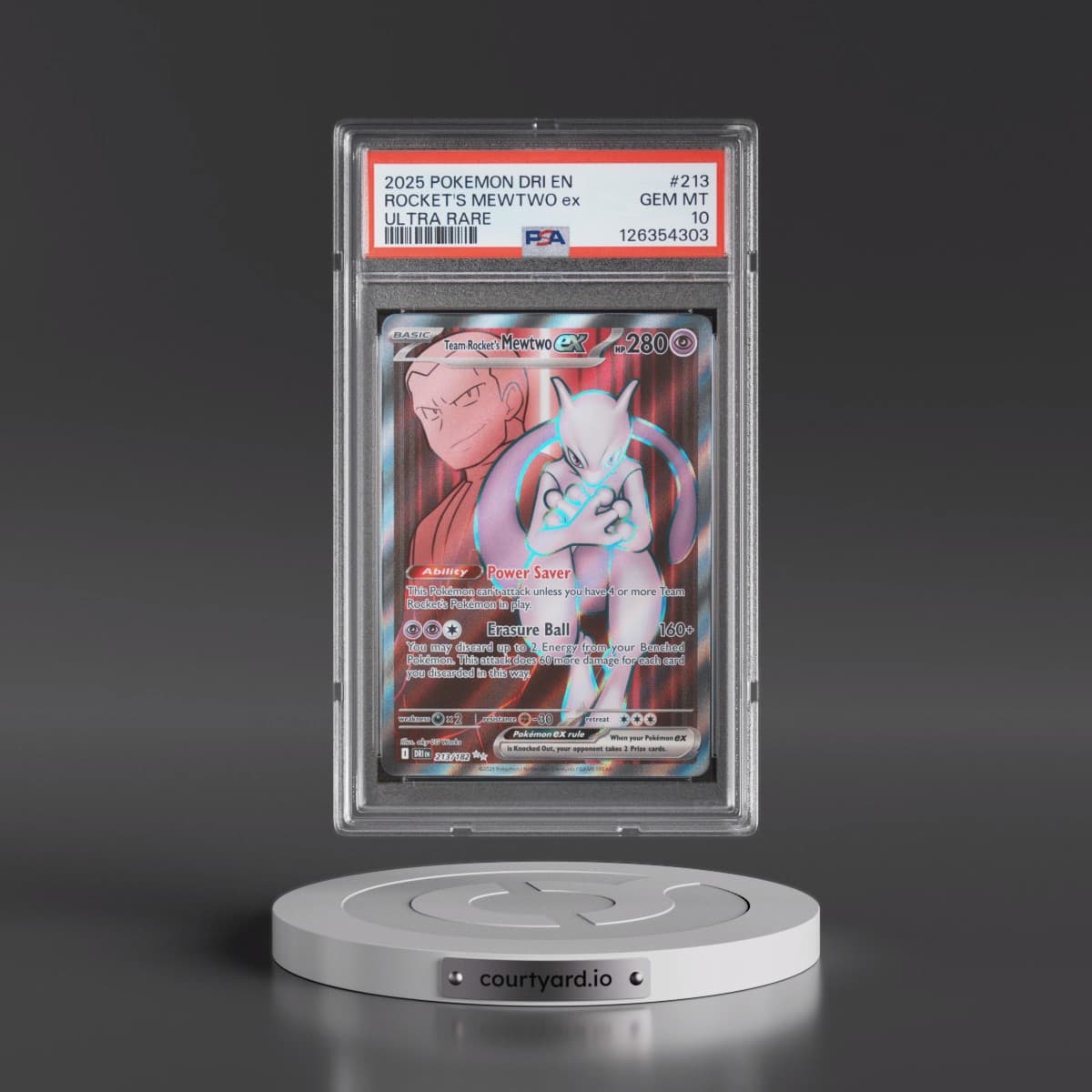2025 Pokémon Dri EN-Destined Rivals #213 Team Rocket's Mewtwo EX - Holo Ultra Rare (PSA 10 GEM MINT)