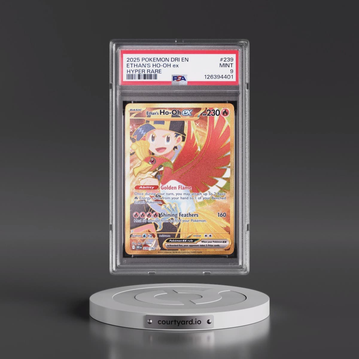 2025 Pokémon Dri EN-Destined Rivals #239 Ethan's HO-Oh EX - Holo Hyper Rare (PSA 9 MINT)