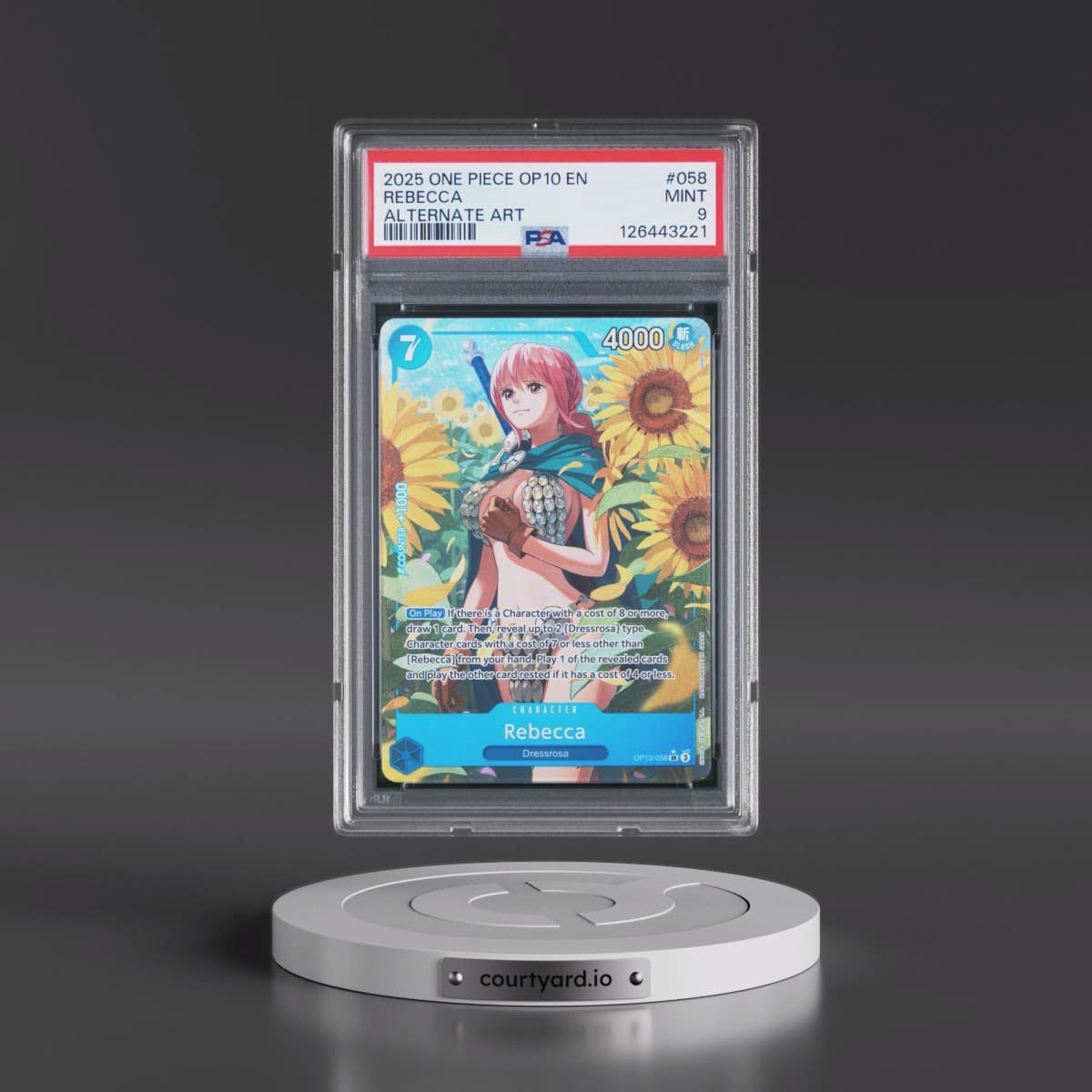 2025 One Piece OP10-Royal Blood #058 Rebecca - Alternate Art (PSA 9 MINT)