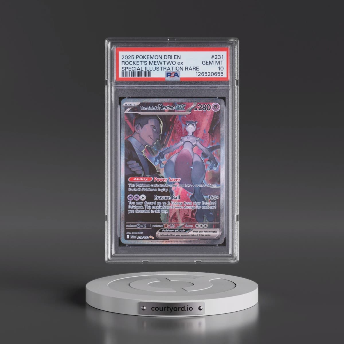 2025 Pokémon Dri EN-Destined Rivals #231 Team Rocket's Mewtwo EX - Holo Special Illustration Rare (PSA 10 GEM MINT)