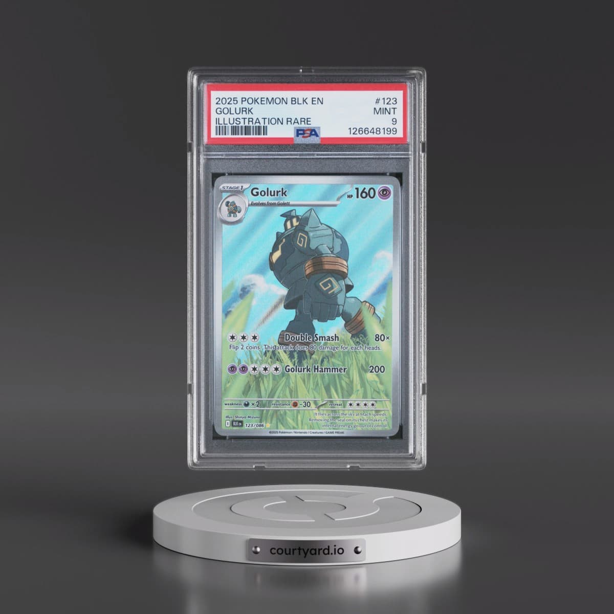 2025 Pokémon Blk EN-Black Bolt #123 Golurk - Illustration Rare (PSA 9 MINT)