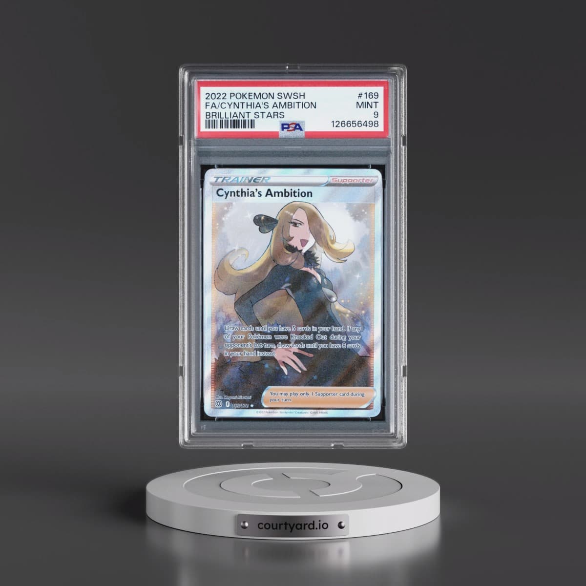 2022 Pokémon Sword & Shield Brilliant Stars #169 Cynthia's Ambition - Full Art (PSA 9 MINT)