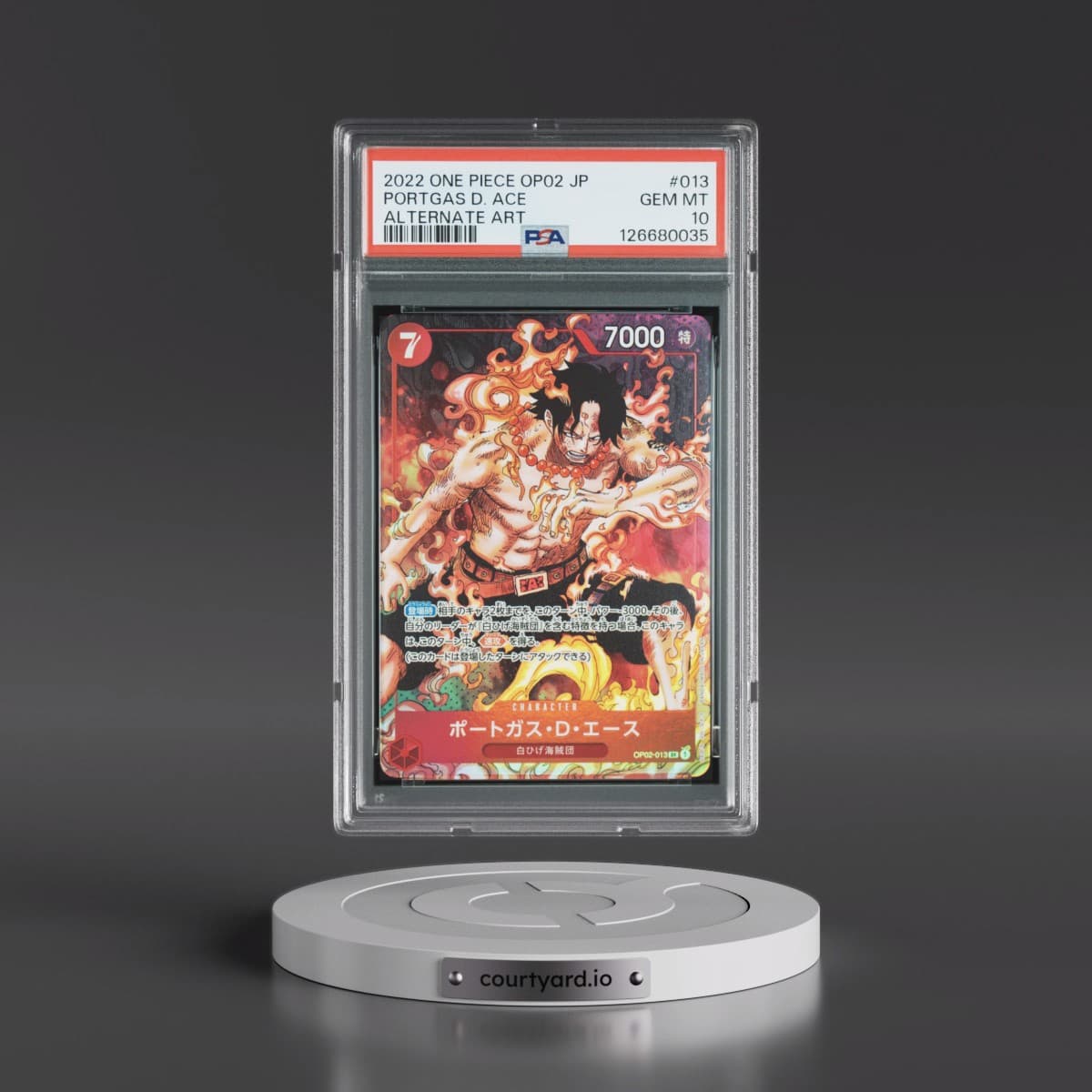 2022 One Piece Japanese OP02-Paramount War #013 Portgas D. Ace - Alternate Art (PSA 10 GEM MINT)