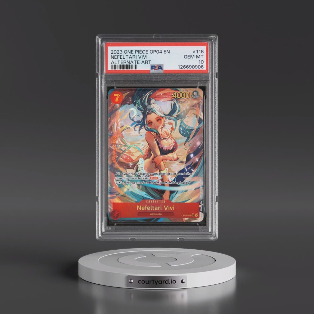 2023 One Piece OP04-Kingdoms of Intrigue #118 Nefeltari Vivi - Alternate Art (PSA 10 GEM MINT)