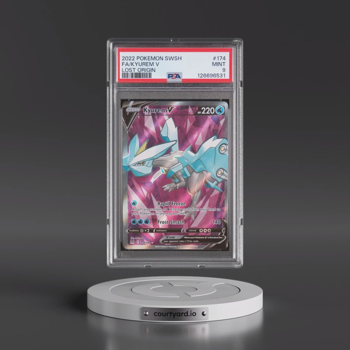 2022 Pokémon Sword & Shield Lost Origin #174 Kyurem V - Holo Full Art (PSA 9 MINT)