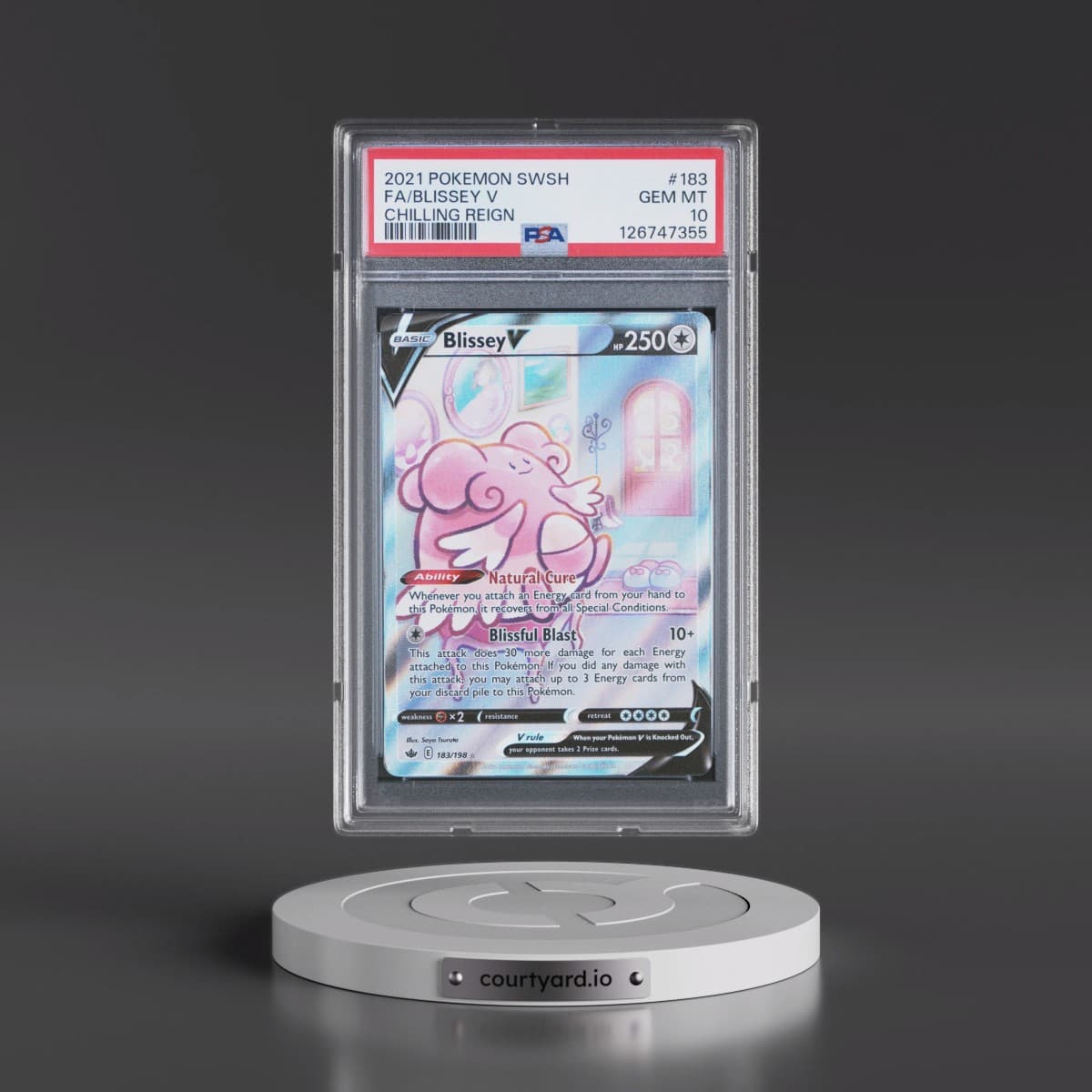 2021 Pokémon Sword & Shield Chilling Reign #183 Blissey V - Holo Full Art (PSA 10 GEM MINT)