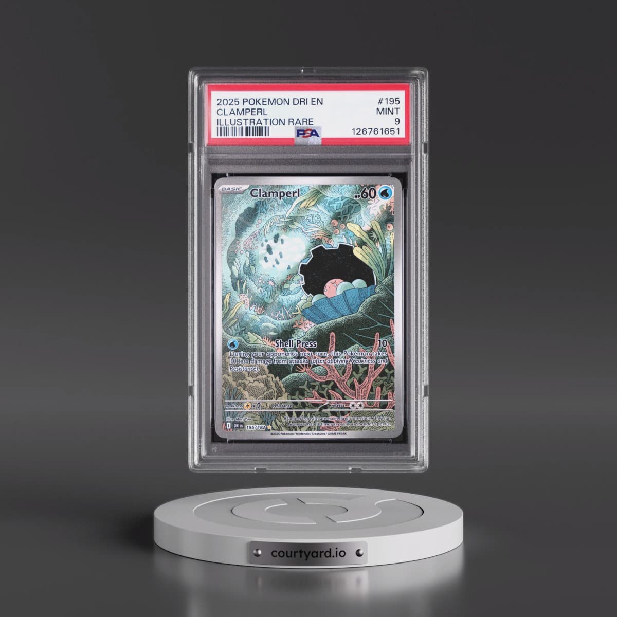 2025 Pokémon Dri EN-Destined Rivals #195 Clamperl - Illustration Rare (PSA 9 MINT)