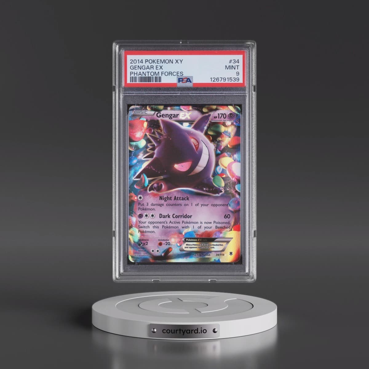 2014 Pokémon XY Phantom Forces #34 Gengar EX - Holo (PSA 9 MINT)