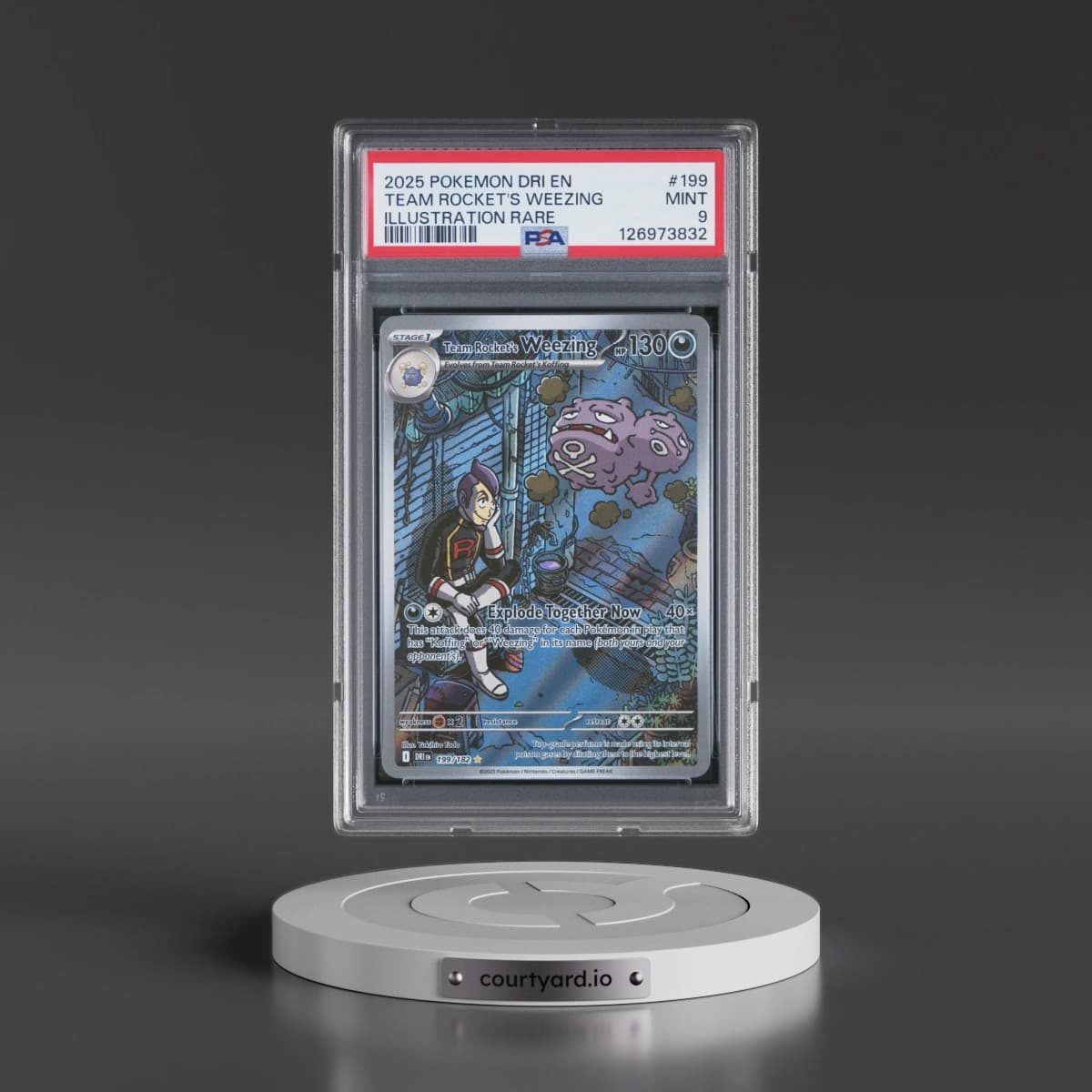 2025 Pokémon Dri EN-Destined Rivals #199 Team Rocket's Weezing - Illustration Rare (PSA 9 MINT)