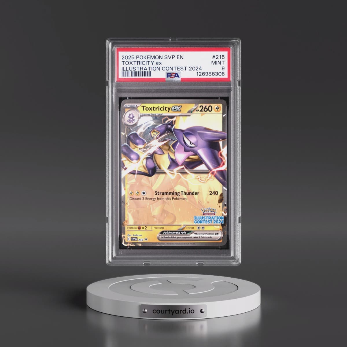 2025 Pokémon Svp EN-SV Black Star Promo #215 Toxtricity EX - Holo Illustration Contest 2024 (PSA 9 MINT)