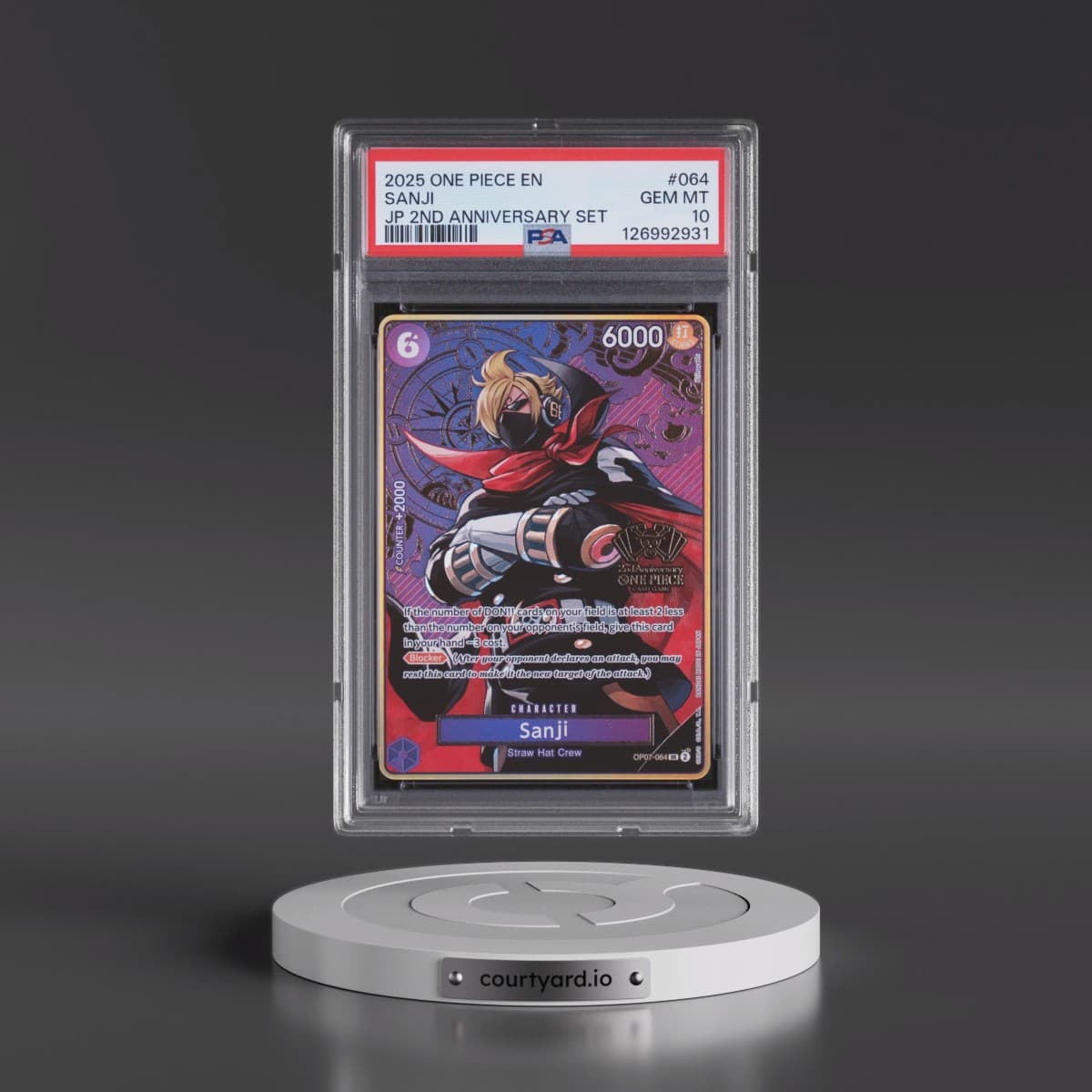 2025 One Piece Japanese 2nd Anniversary Set #064 Sanji (PSA 10 GEM MINT)